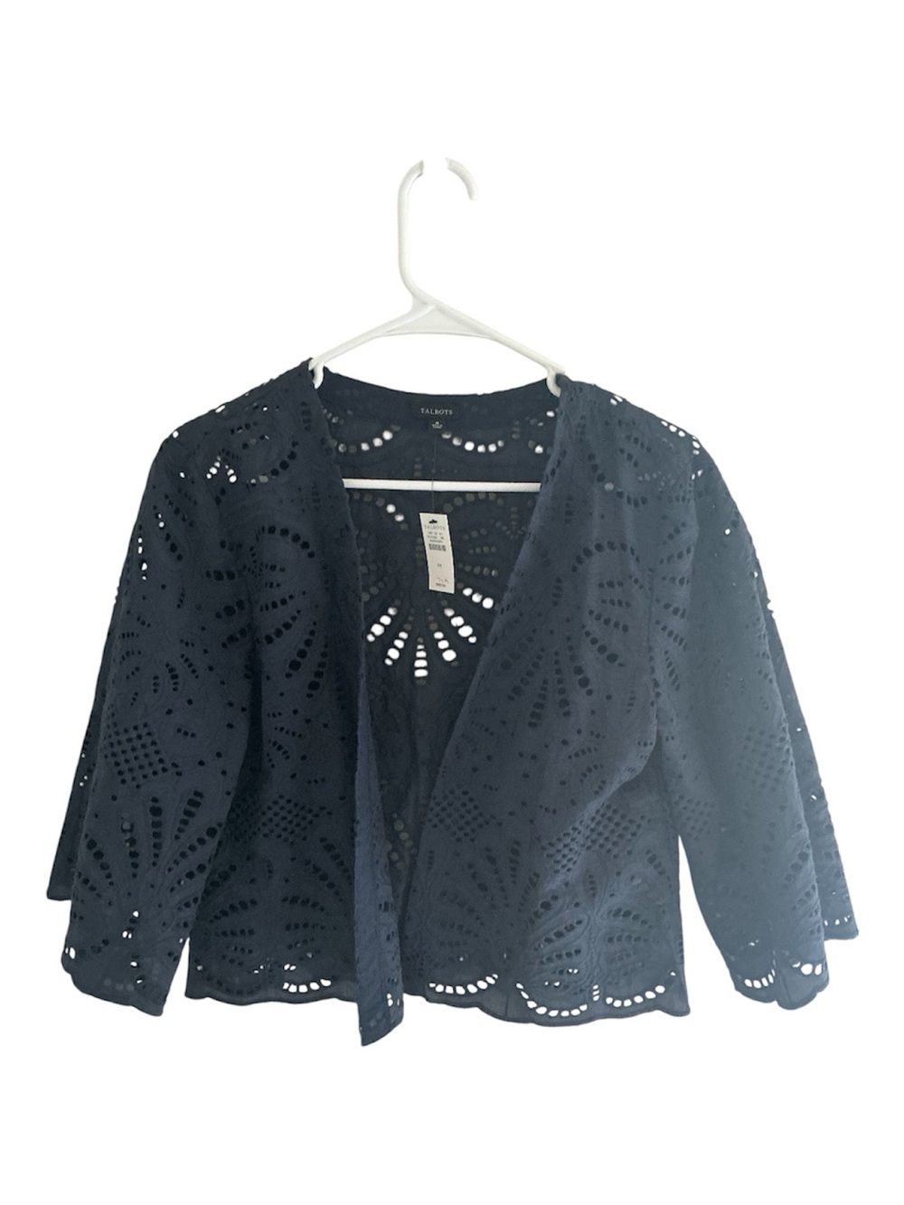 Talbots Navy Eyelet Open-Front Cover-Up